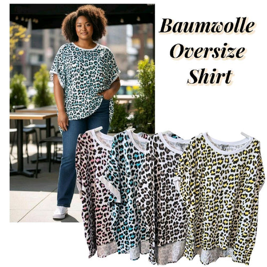 Italy Mode Leo Style Oversize Shirts Onesize = 44 bis 48 in tollen Farben - aktuelle Kollektion für bequeme Passform
