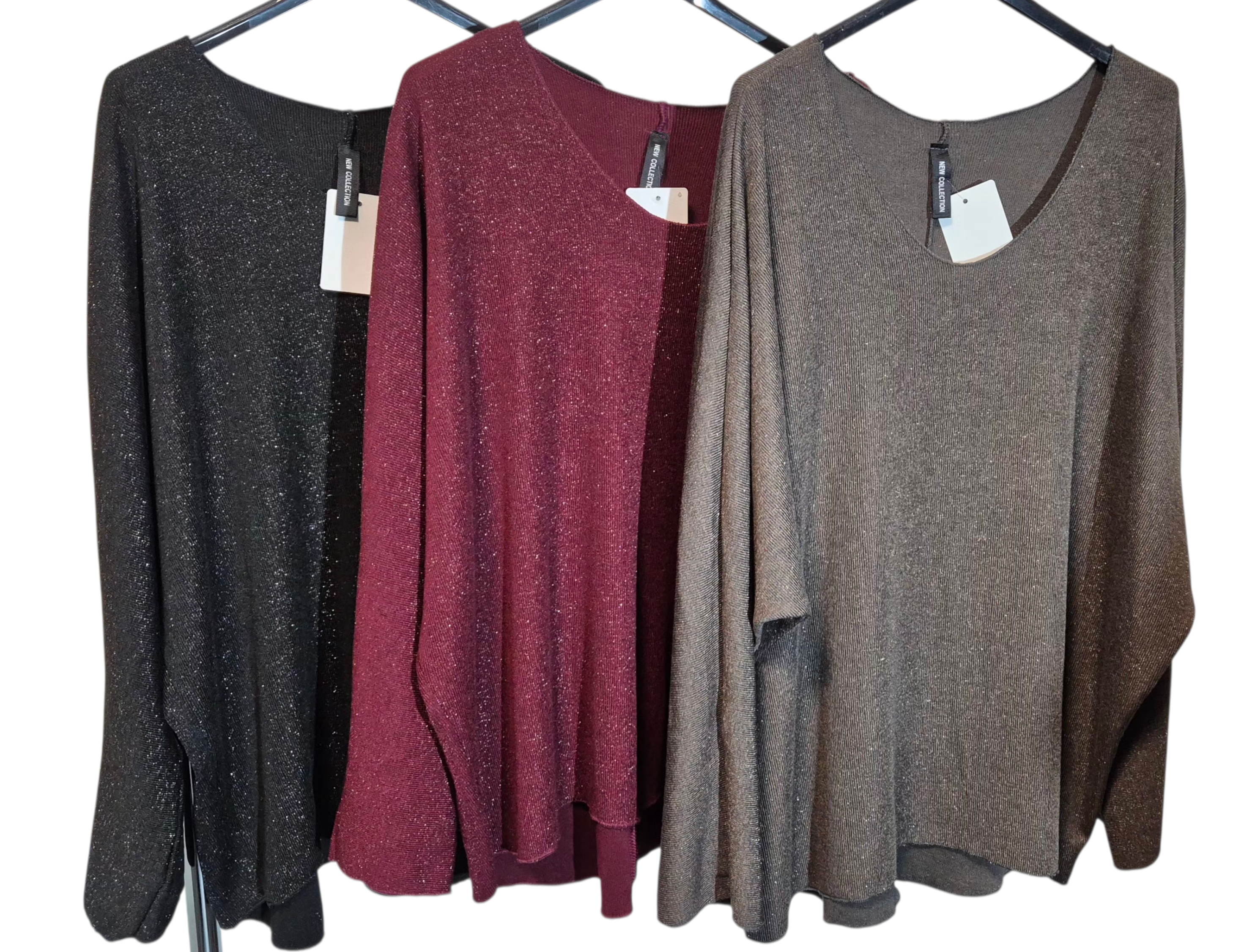 Edle Schimmer Oversize Pullover 42 44 46 Glamour Look