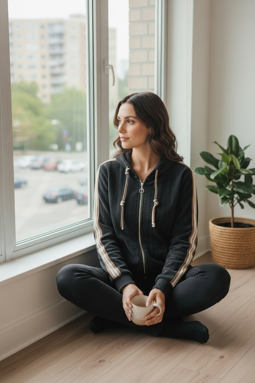 Italy Sporty Hoodie-Style Jacke Babycord Onesize 38-44