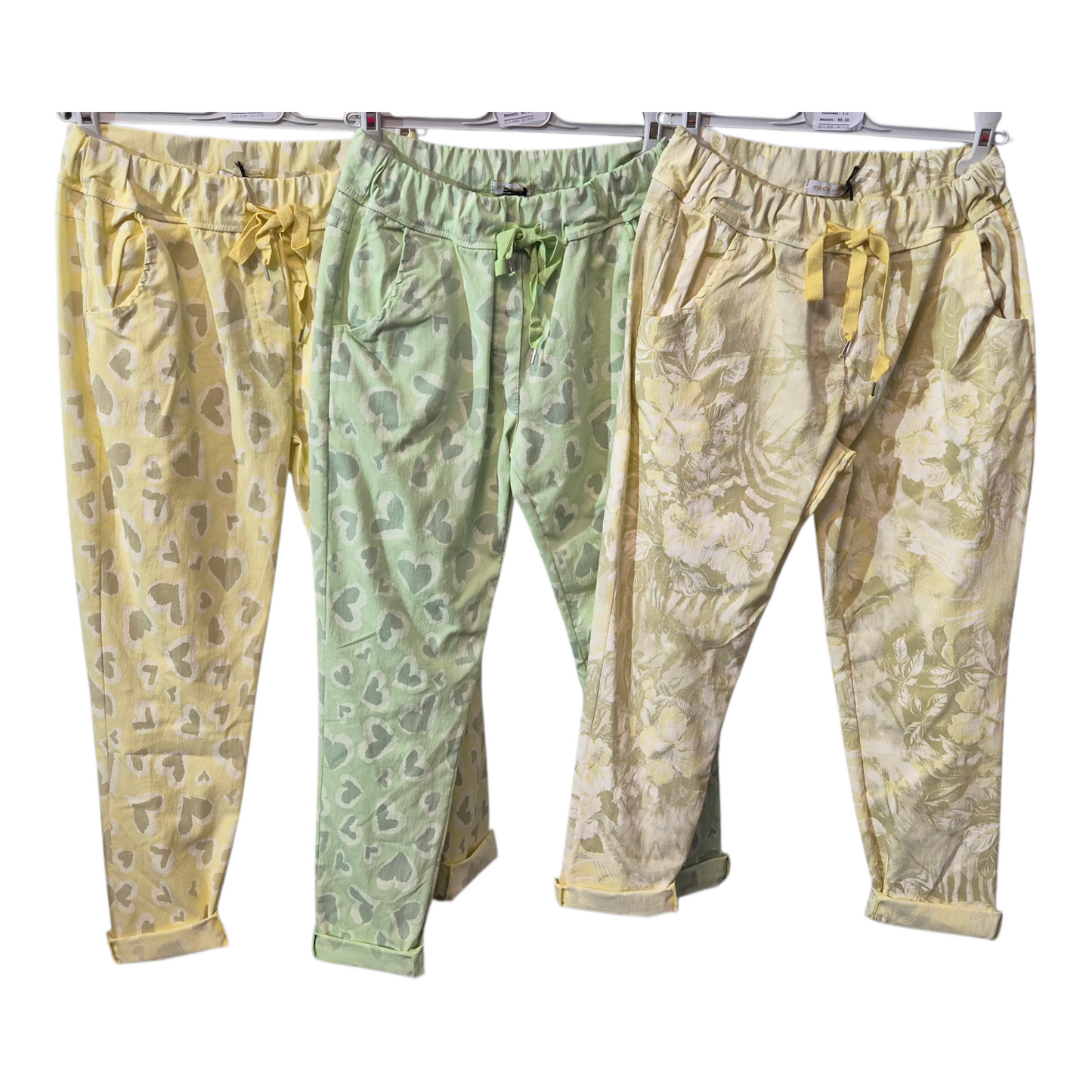 italy Mode Sommer Jogpants Stretch Hose 38-42/44 elastisch bequem für trendige Damen