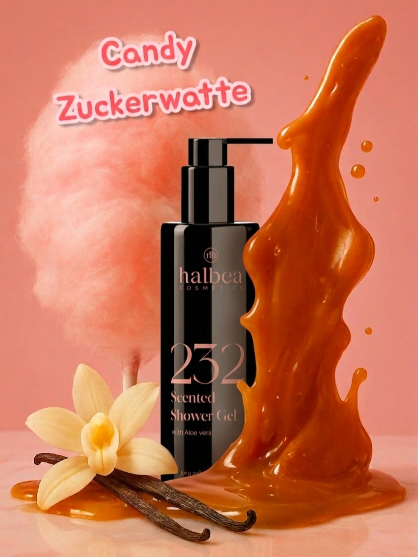 Halbea Shower Gel Elva 232 - Duschgel - Pflegend + Duftend nach Zuckerwatte Karamell Vanille -  BESTSELLER