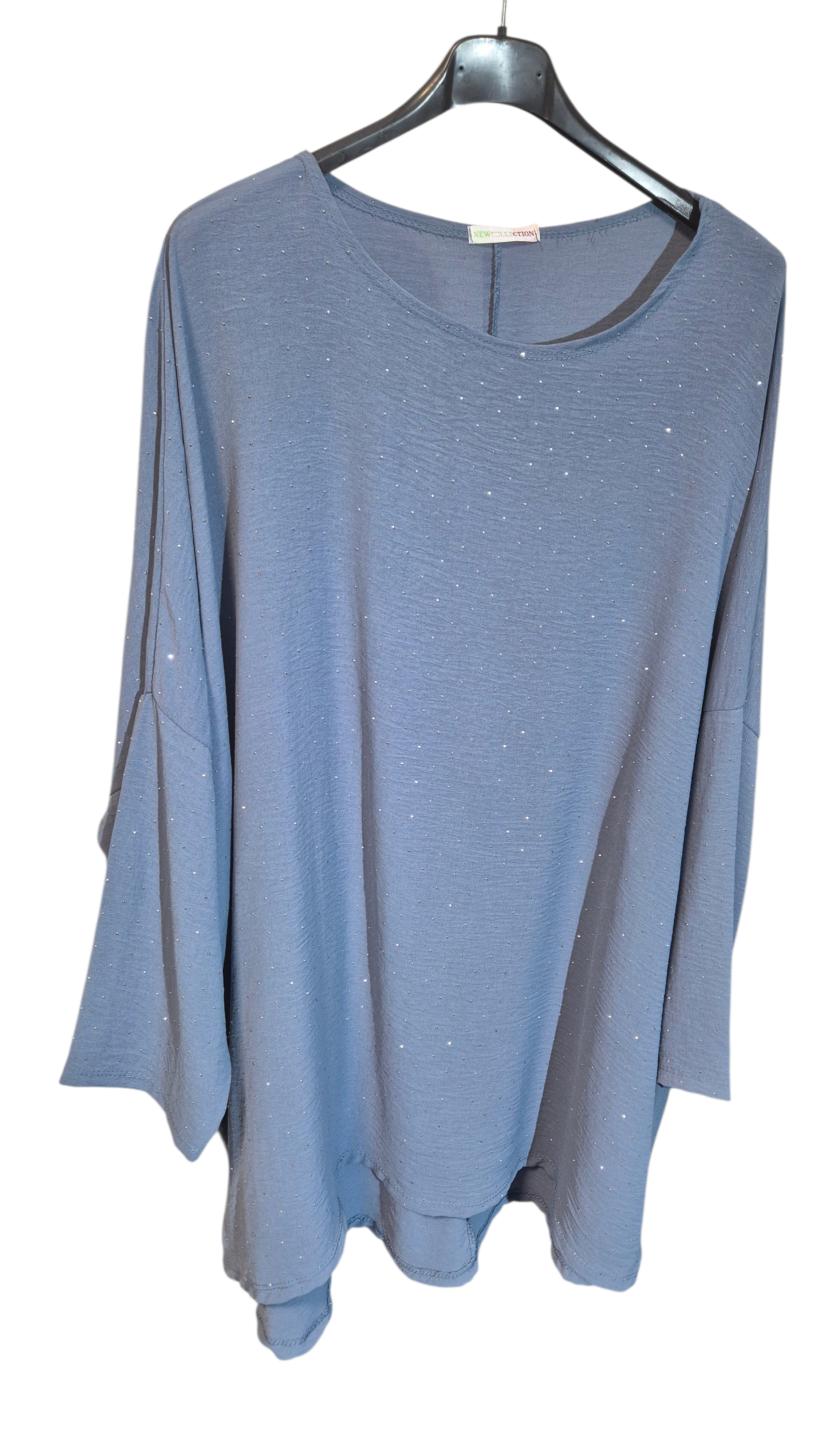 Bling Bling Oversize Longshirt Tunika Strasssteine 48 bis 54 in 4 Farben