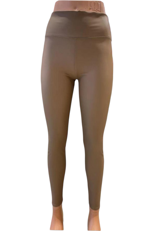 Butterweiche Lederoptik Matt High-Waist Lederlook Leggings Camel Braun S/M 36-38