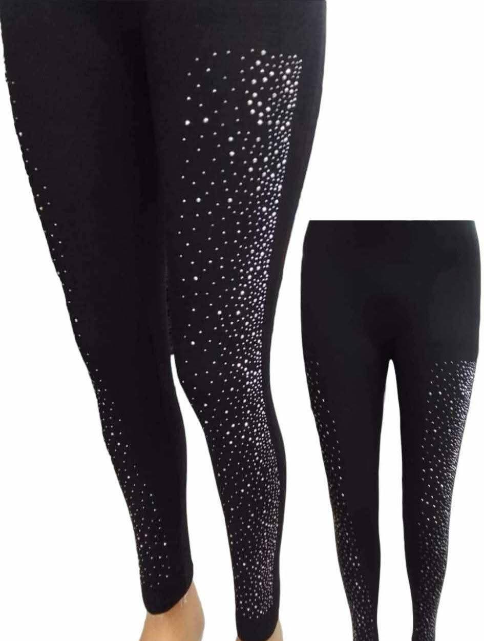 Bling Bling Leggings Hose Strasssteinen Schwarz 36-44