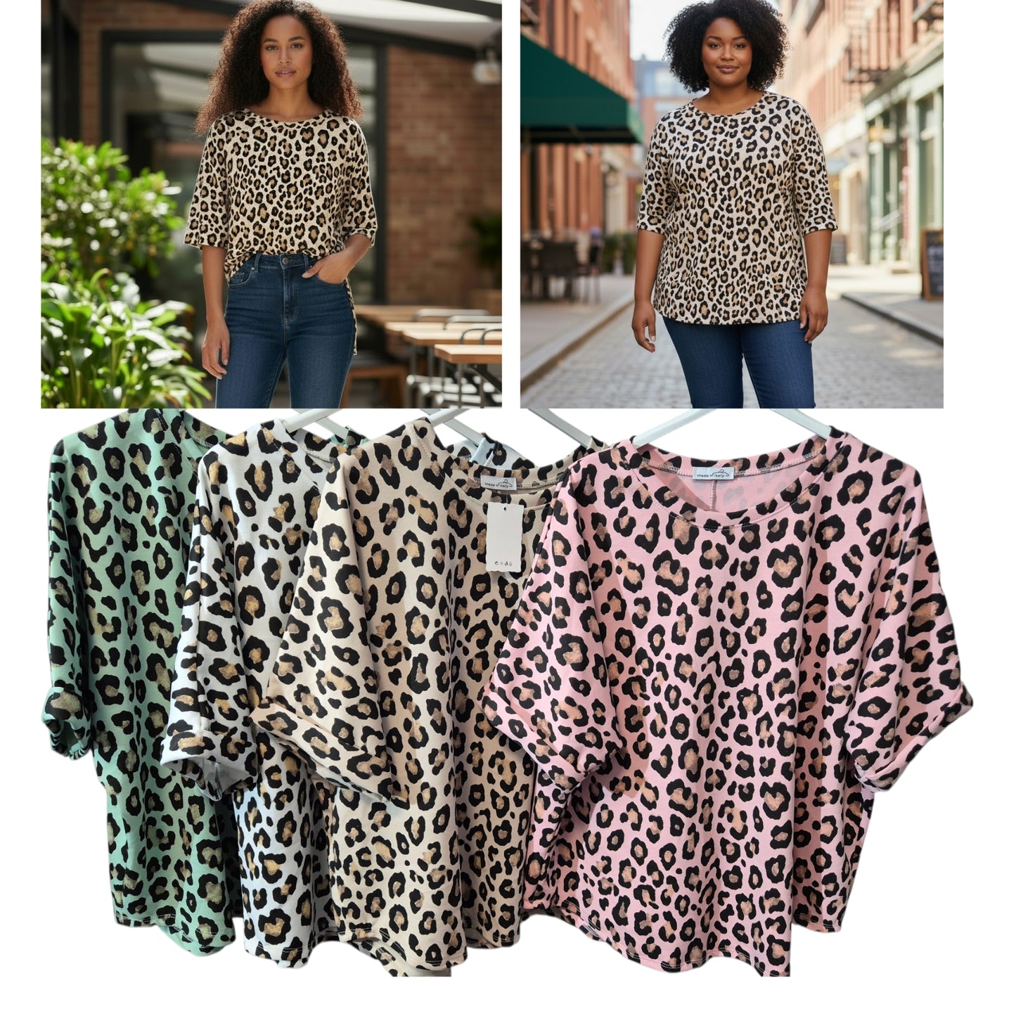 Italy Mode Leo Style Butterstoff Oversize Shirts Onesize = 40 bis 46 in tollen Farben - aktuelle Kollektion für bequeme Passform