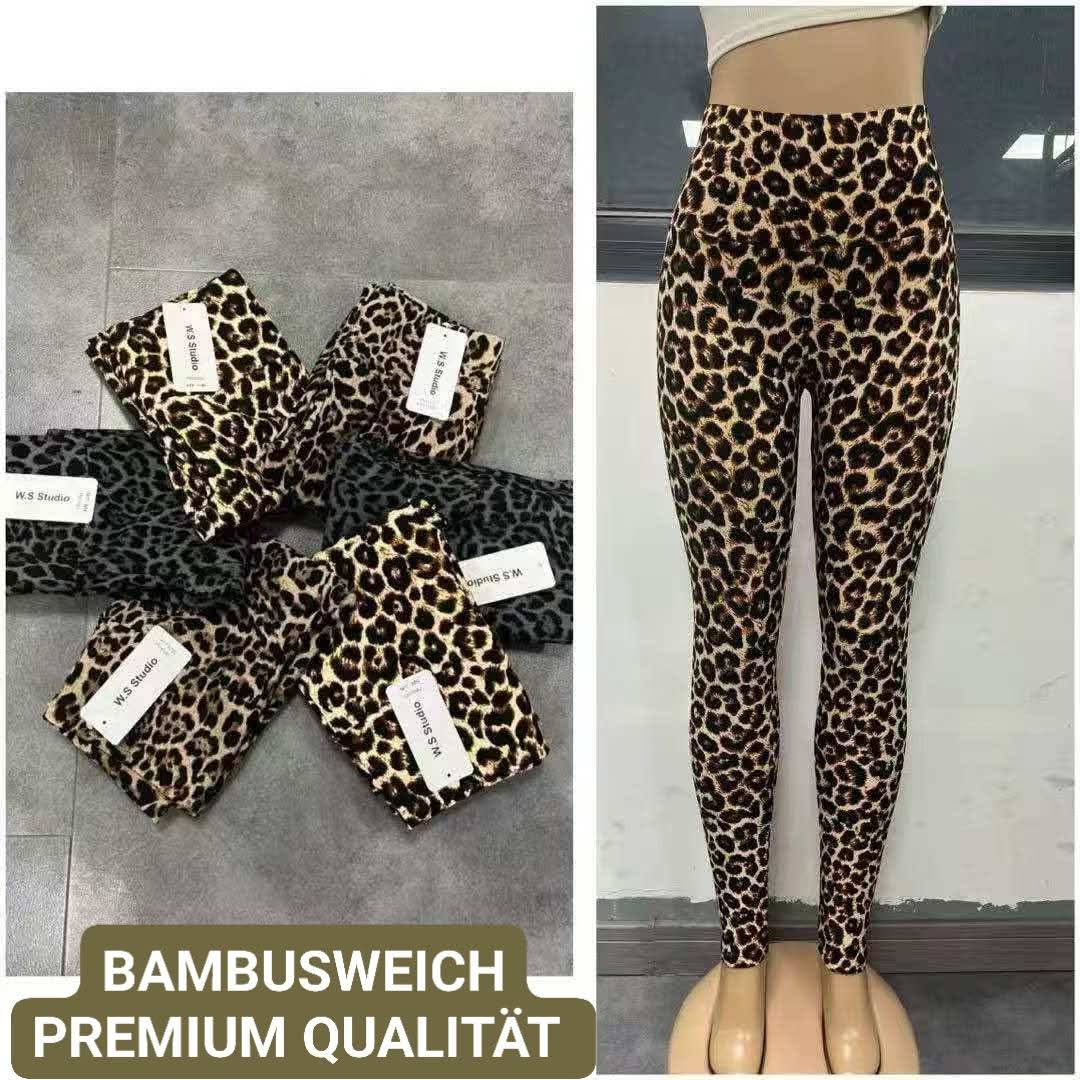 Lovely Bambusweiche Leo Leggings Hose High Waist S/M