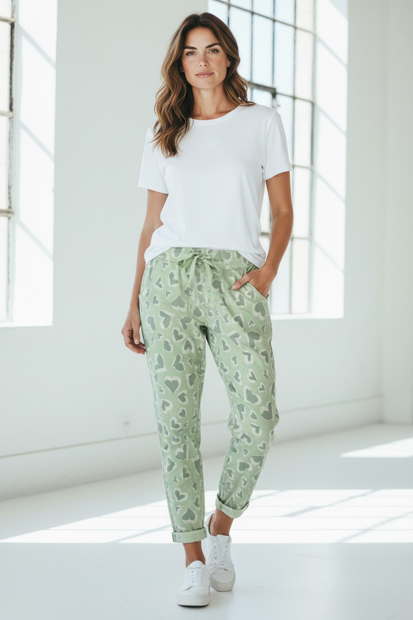 italy Mode Sommer Jogpants Stretch Hose 38-42/44 elastisch bequem für trendige Damen