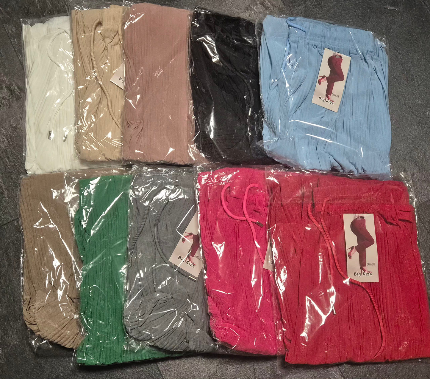 Luftige Sommerhose Plisseehose Weites Bein Onesize ab Gr. 38 bis 48 in 10 Farben