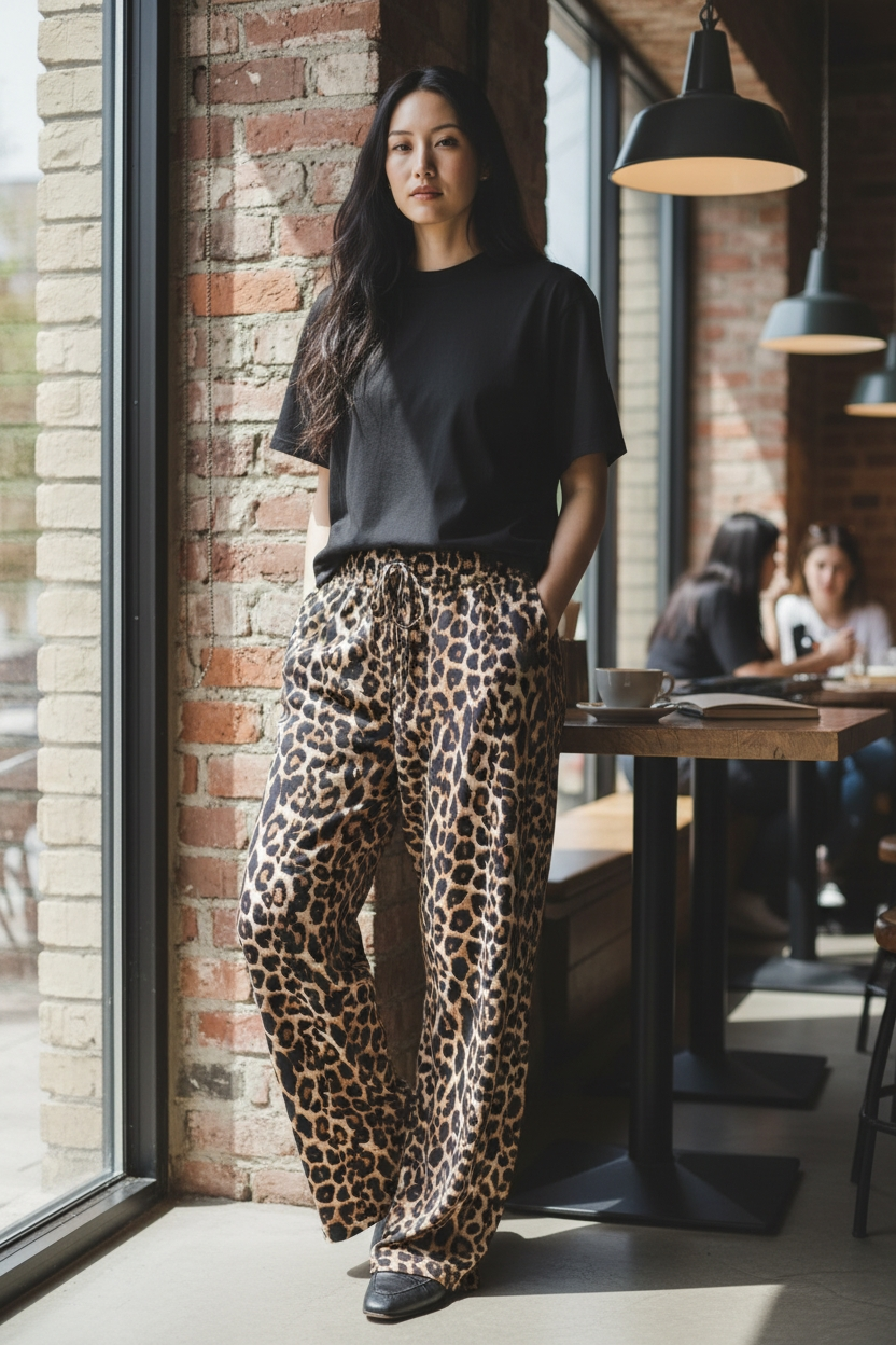 Lässige Leo-Style Hose Gerades Bein S/M o. L/XL