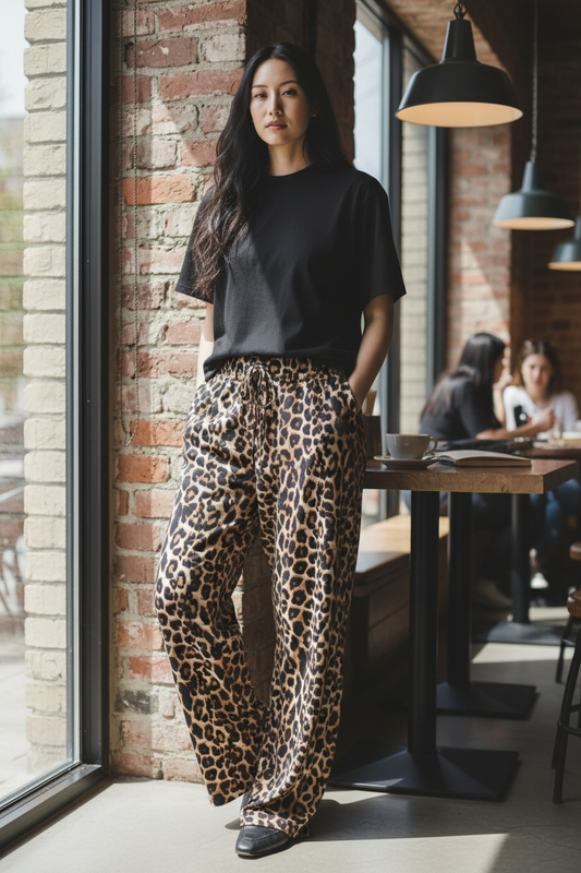 Lässige Leo-Style Hose Gerades Bein S/M o. L/XL