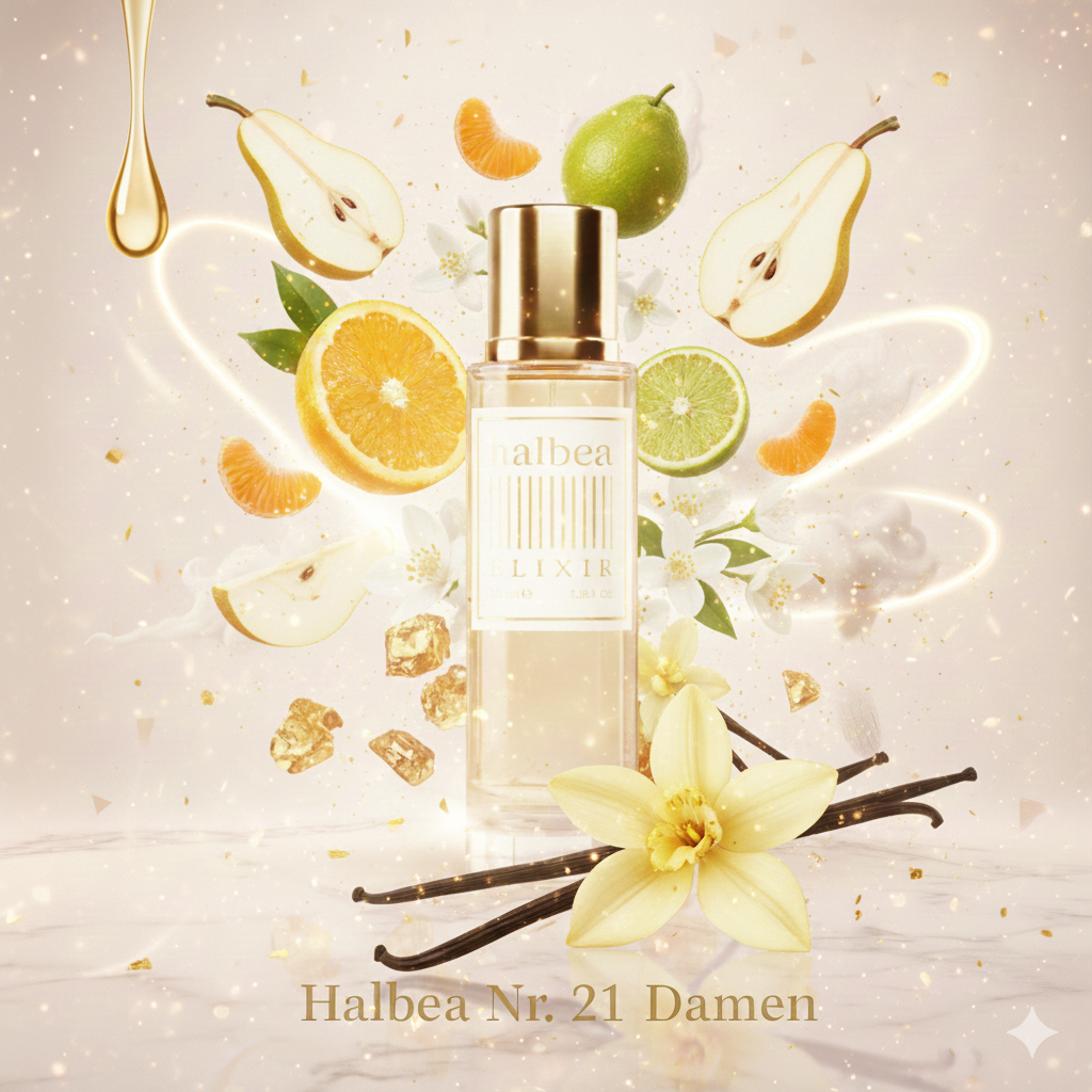 Invine 21 - Fruchtige Eleganz - Halbea Damen Elixir Duft mit Mandarine Birne Moschus