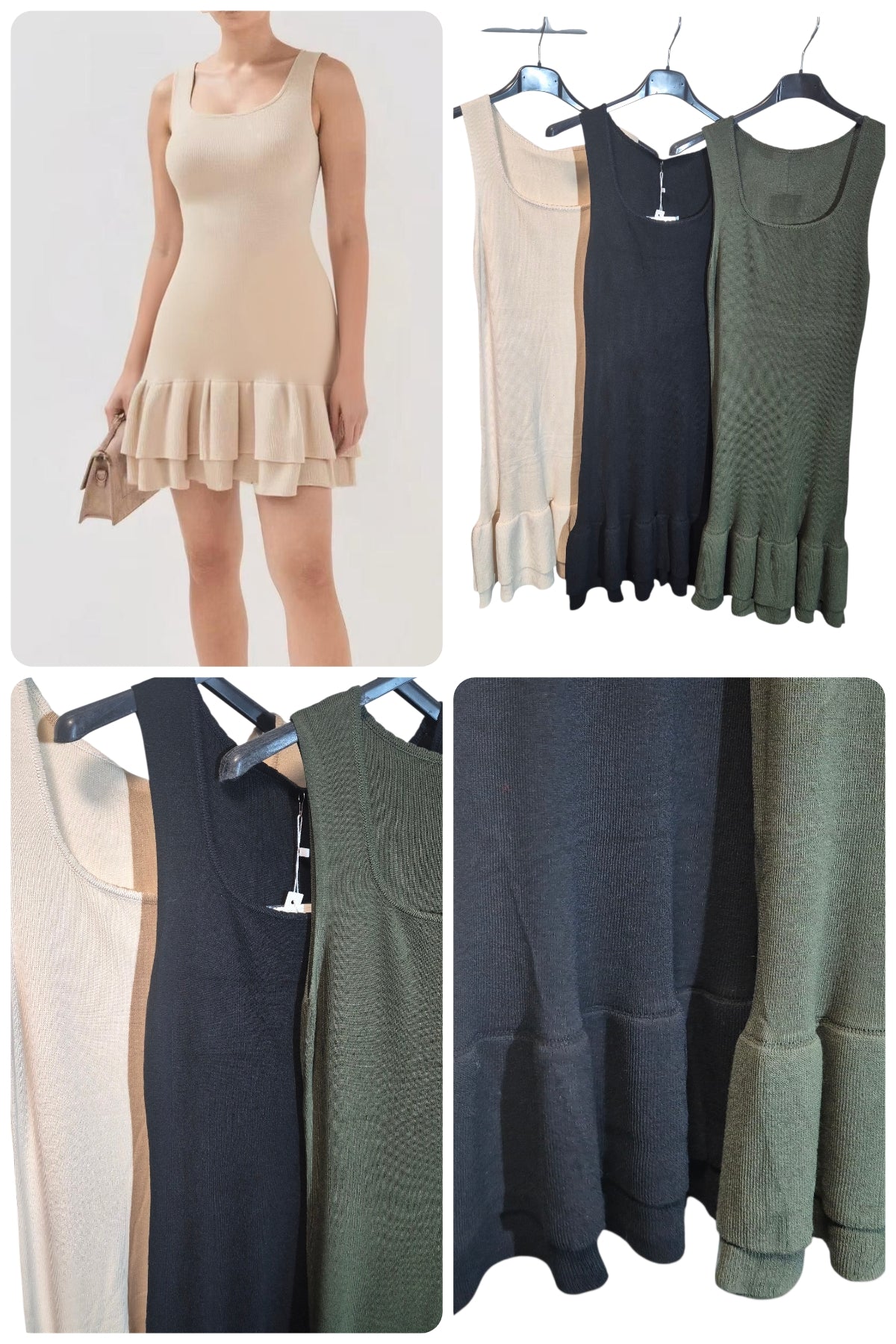 Premium Figurbetonte Kleider Longtops Volantrock zu Pullis 36-42 Onesize