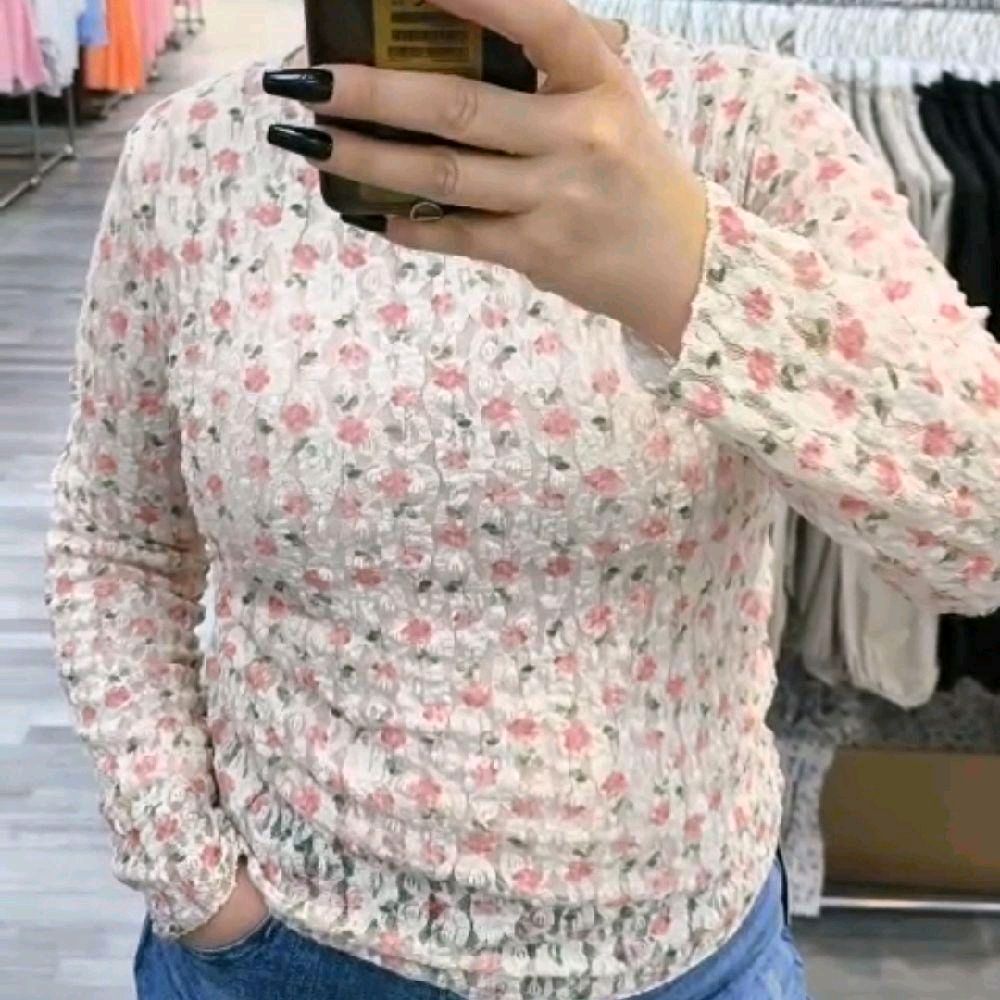 Italy Mode Blümchen Spitzenshirt Oberteil Elastisch Weiche Qualität 38-44 Elegantes Spitzen-Oberteil mit Stretch-Comfort für jeden Tag