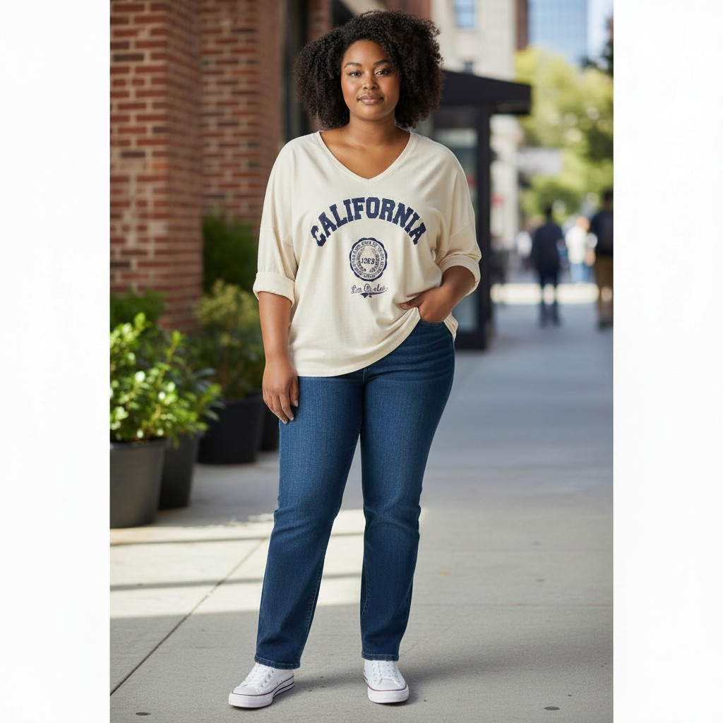 Italy Mode CALIFORNIA Oversize Shirt Locker Lässig 44-48/50 Baumwolle für Damen