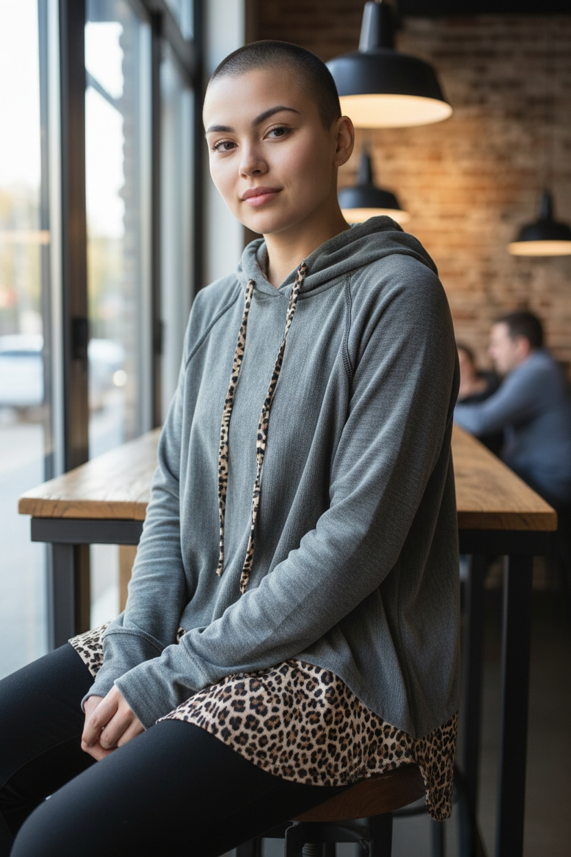 Mega Chice Leo-Style Hoodie Pullover Lagenlook Velvet Soft 40-46