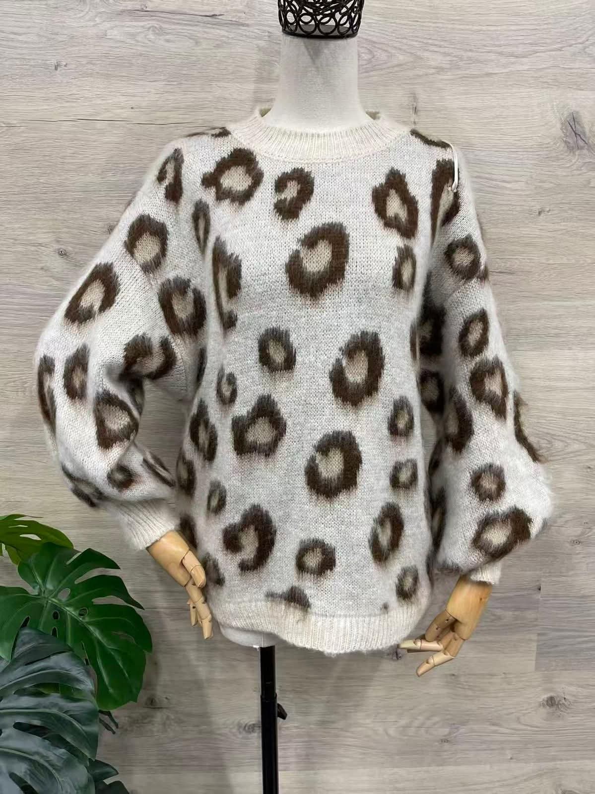 Italy Mode 🇮🇹 Leo-Style Kuschel-Pullover Creme 38 40 42