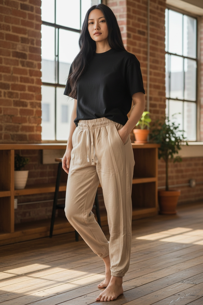 Butterweiche Lässige Lederoptik Jogpants Hose gefüttert 3 Farben