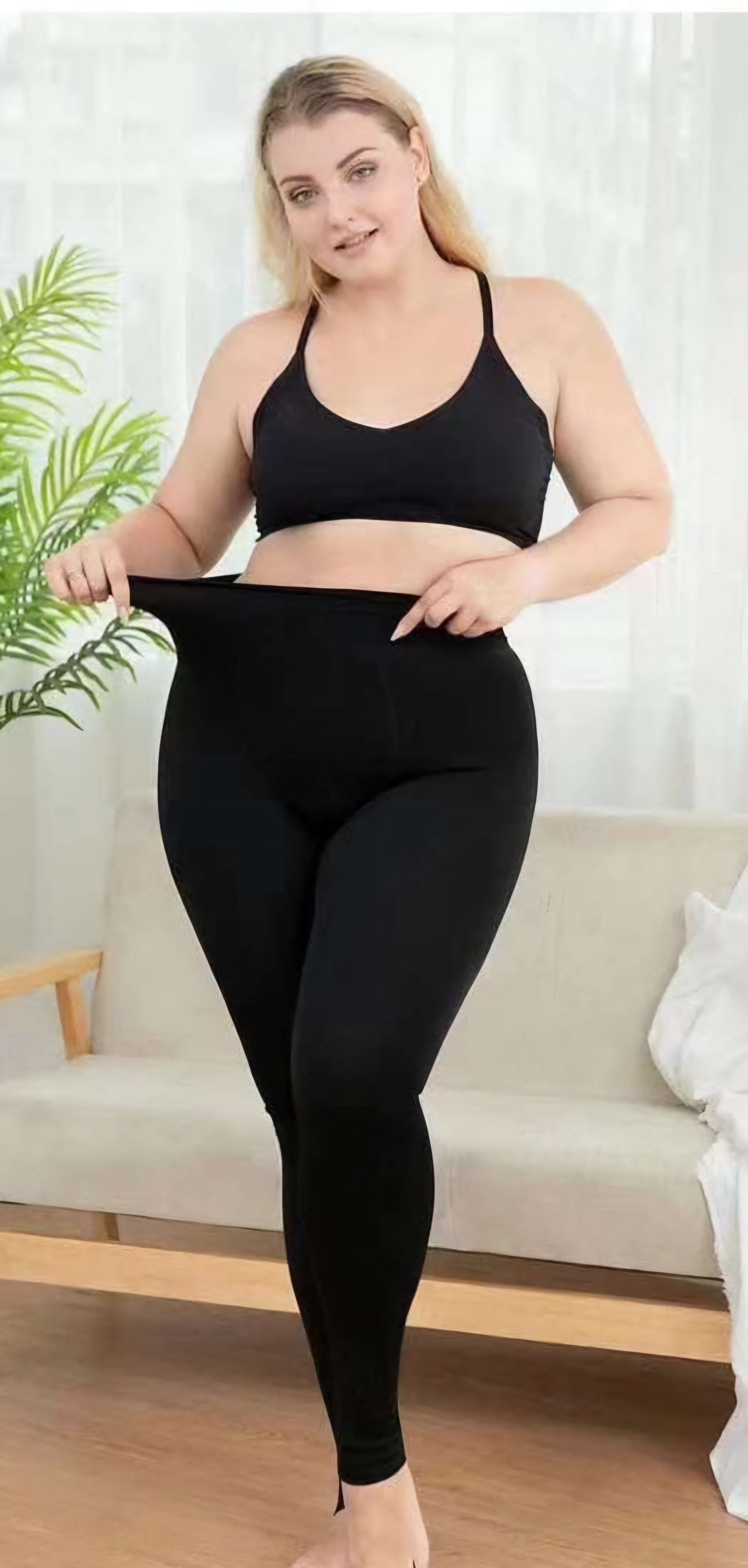 Lovely Bambusweiche Leggings Hose High Waist Schwarz S-L