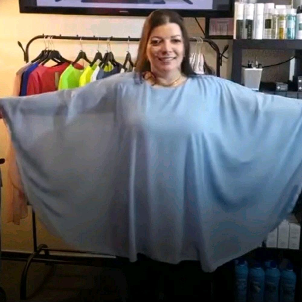 Italy Mode Butterfly Oversize Figurschmeichler Chiffon Tunika Bluse Onesize = 42 bis 48 in vielen Farben aktuelle Kollektion