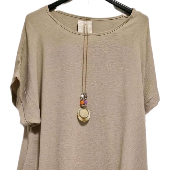 Italy Mode Silhoutte Longshirt Kleid Onesize 40-44 in vielen Farben Edgy-Touch seitliche Taschen Bügelfrei Kofferstoff
