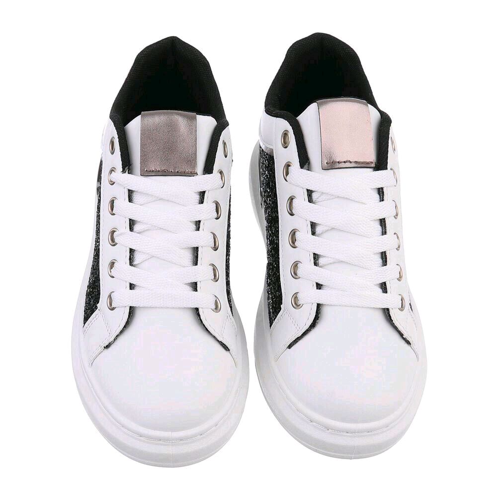 Mega Stylische Low Sneaker Schuhe Gr. 38 Schwarz Glitzer High Premium Qualität Kunstleder Bequem & Langlebig