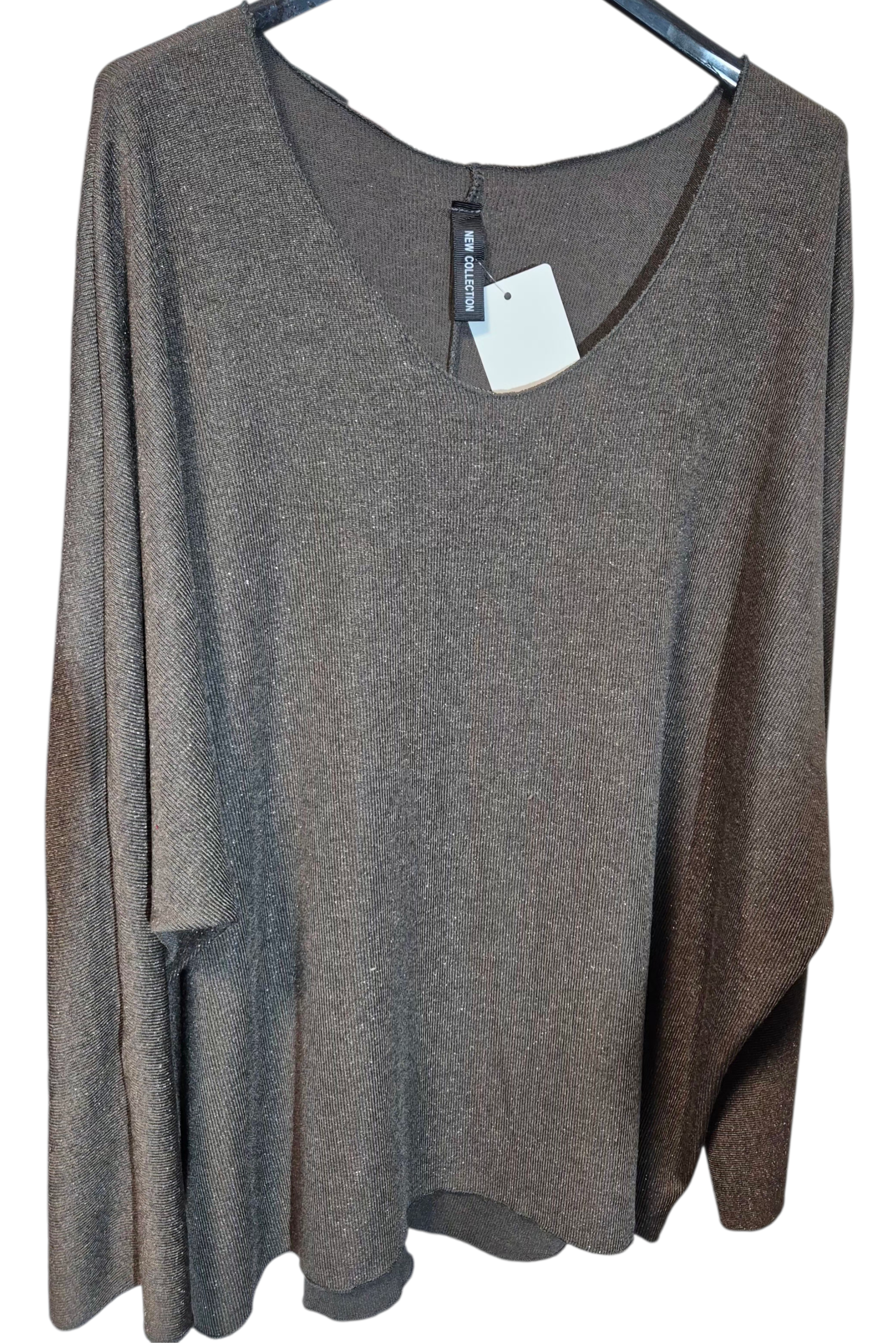 Edle Schimmer Oversize Pullover 42 44 46 Glamour Look