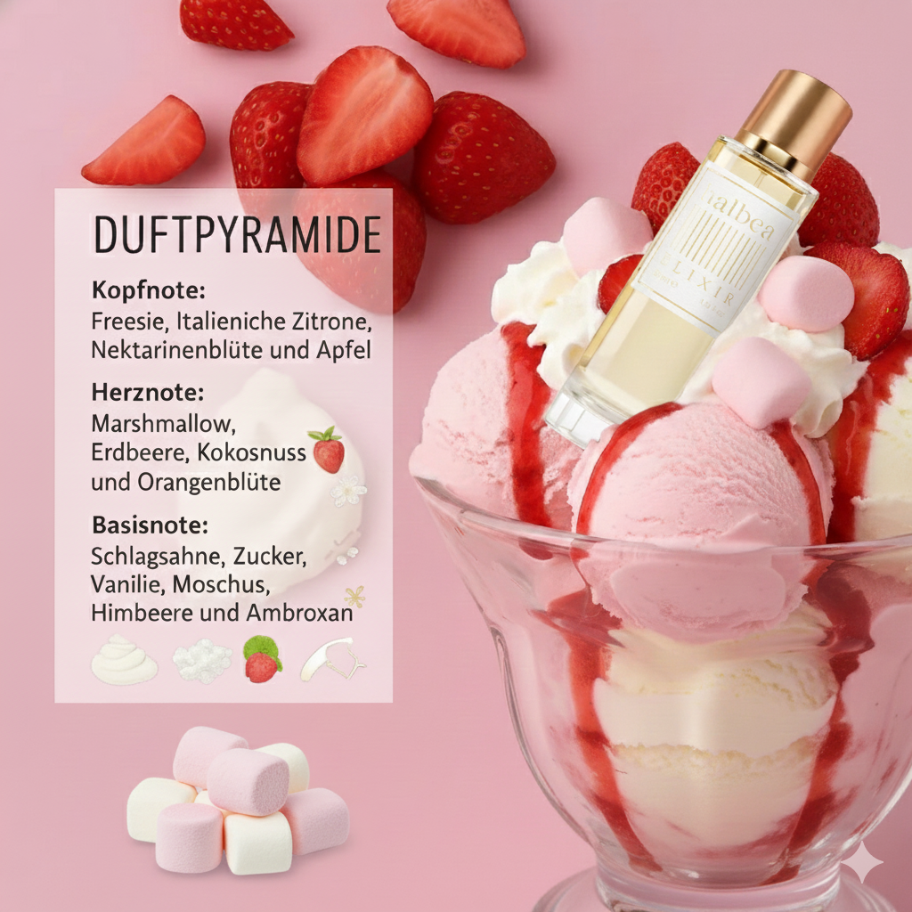 Erdbeere Sahne Marshmallow 🩷   Pink Treat 24 - Halbea Damen Elixir Duft