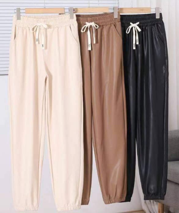 Butterweiche Lässige Lederoptik Jogpants Hose gefüttert 3 Farben